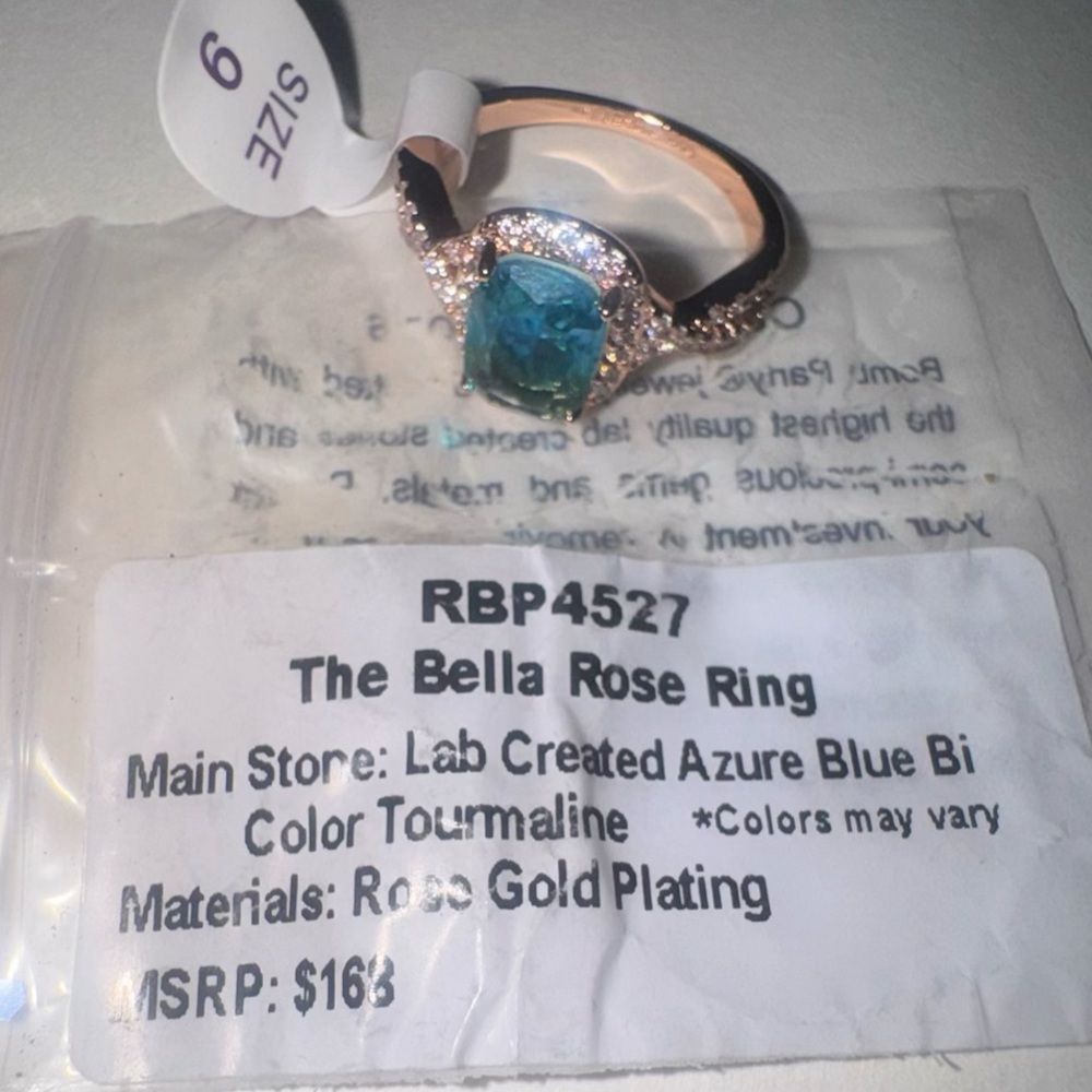 Bomb Party “The Bella Rose Ring” Azule Blue Bi Color Tourmaline